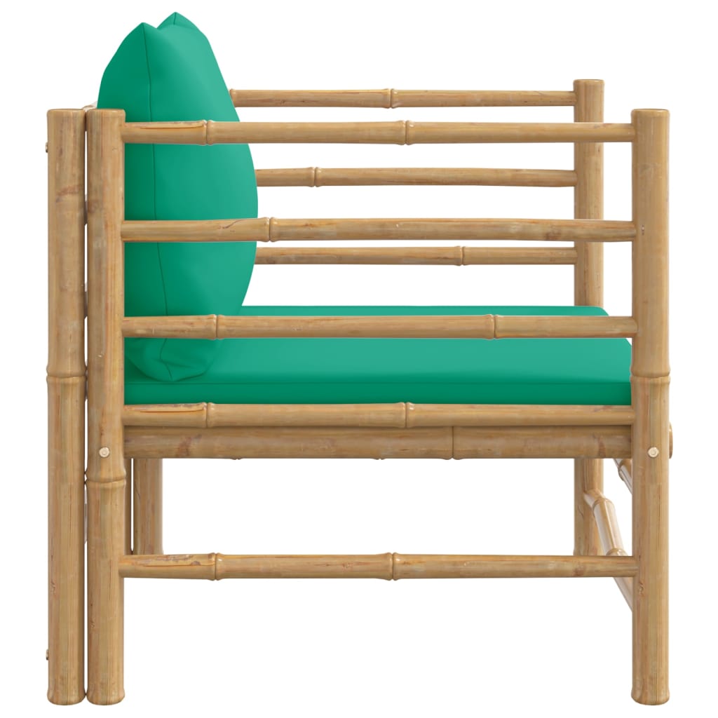 Tuinbank Met Kussens Bamboe Groen 1 Fauteuil