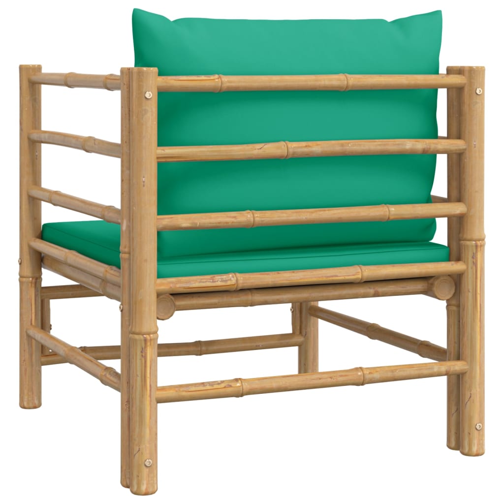 Tuinbank Met Kussens Bamboe Groen 1 Fauteuil