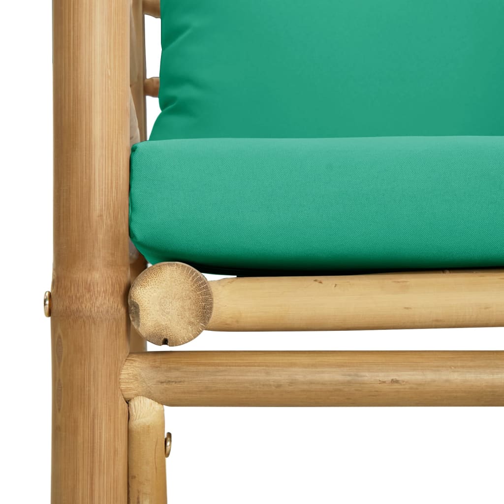 Tuinbank Met Kussens Bamboe Groen 1 Fauteuil