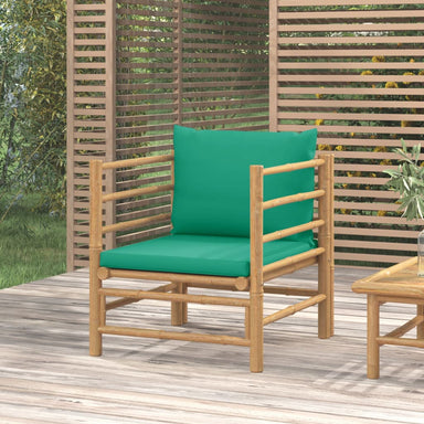 Tuinbank Met Kussens Bamboe Groen 1 Fauteuil