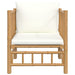 Tuinbank Met Kussens Bamboe Crèmewit 1 Fauteuil
