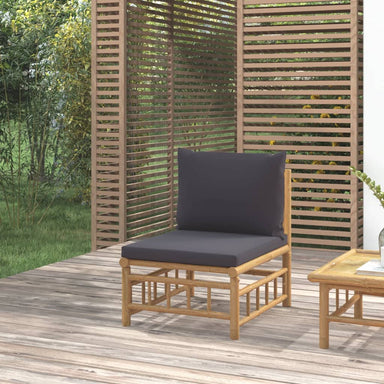 Tuinmiddenbank Met Kussens Bamboe Donkergrijs 1