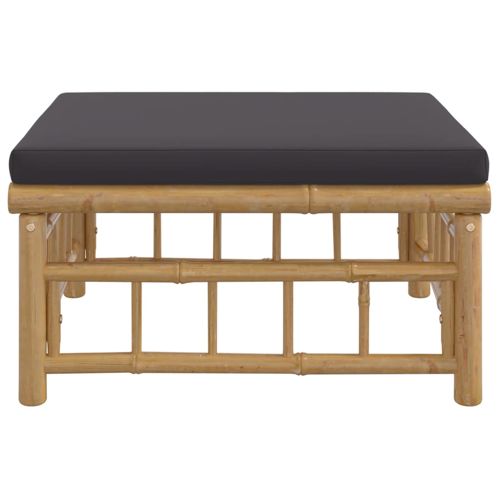 Tuinvoetenbank Met Kussen Bamboe Donkergrijs 1 Voetensteun