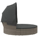 Loungebed met luifel en kussens poly rattan grijs