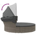 Loungebed met luifel en kussens poly rattan grijs
