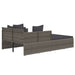 Ligbed met kussens 182x118x63 cm poly rattan grijs