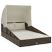 Ligbed met inklapbaar dak 200x114x128 cm poly rattan bruin