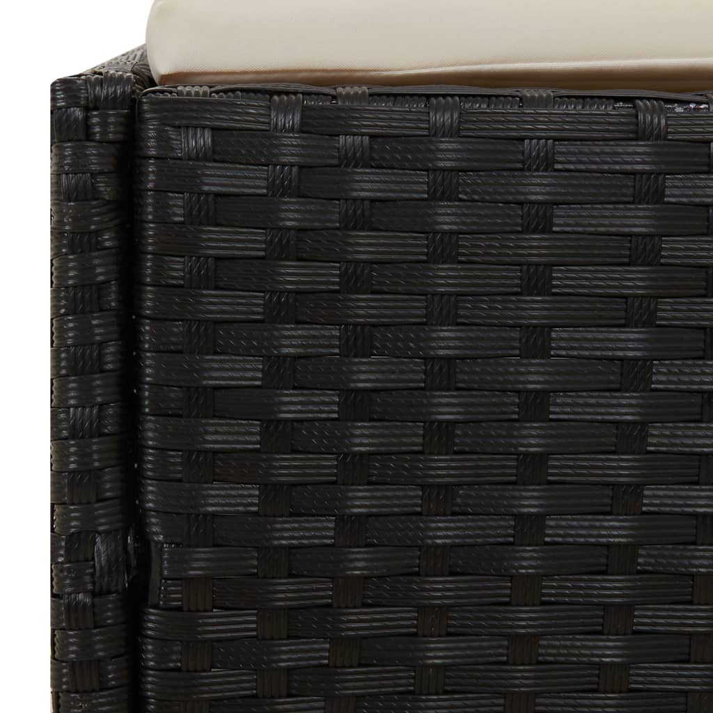 Ligbed met inklapbaar dak 200x114x128 cm poly rattan zwart
