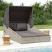 Ligbed met inklapbaar dak 200x114x128 cm poly rattan grijs