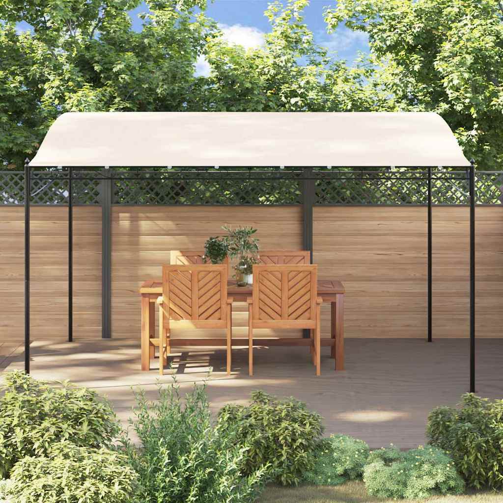 Luifel 4x3 m 180 g/m² stof en staal crèmekleurig