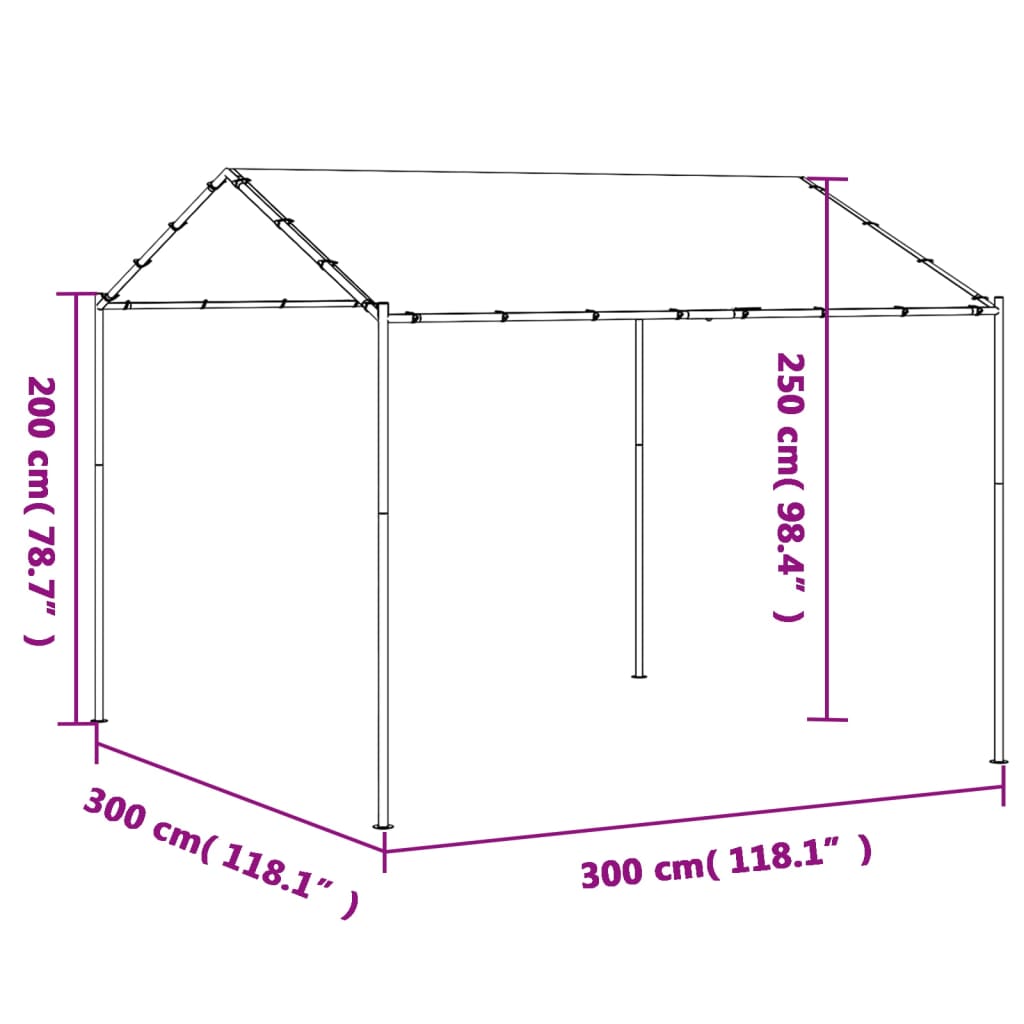 Tuinpaviljoen 3x3 m staal en stof antracietkleurig
