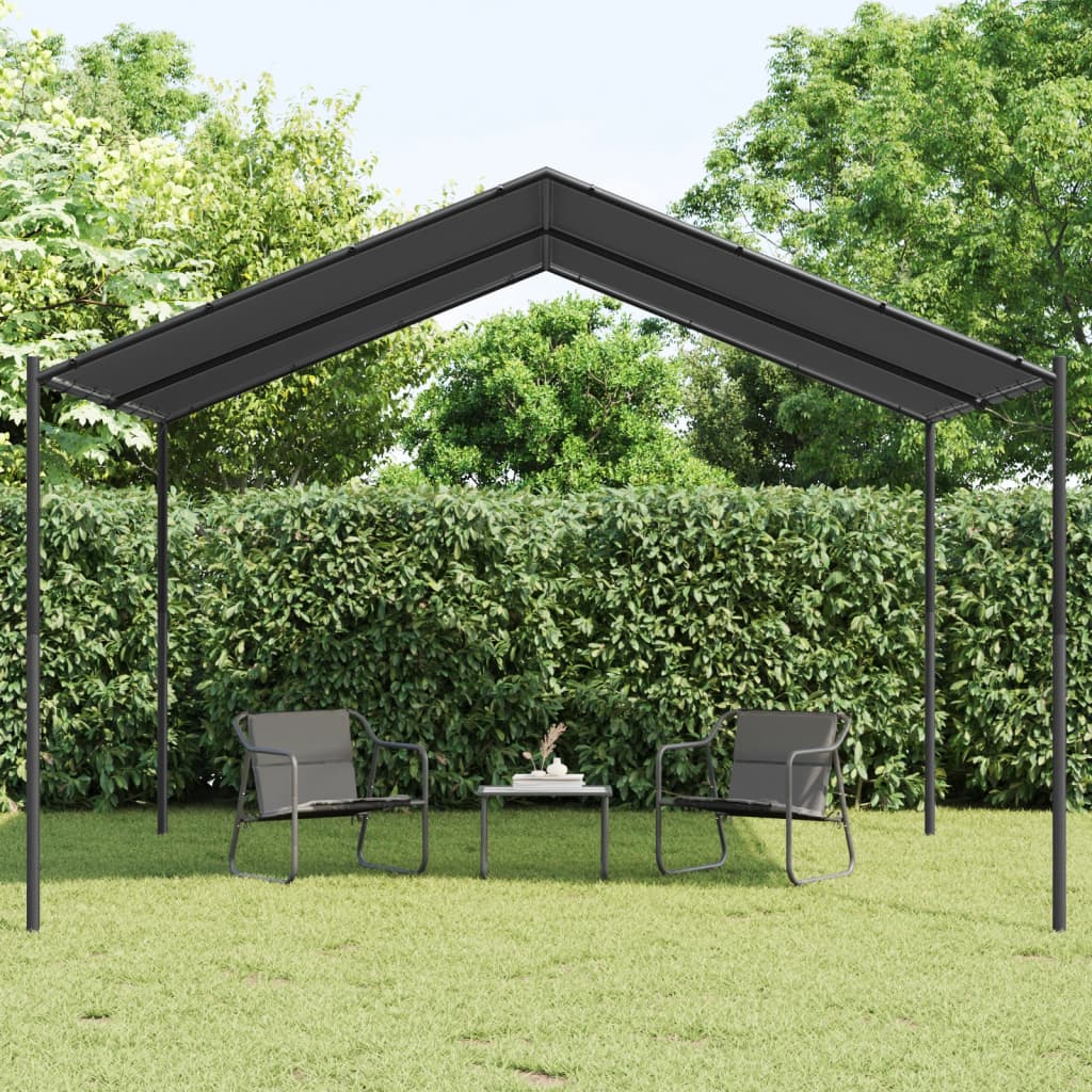 Tuinpaviljoen 4x4 m staal en stof antracietkleurig