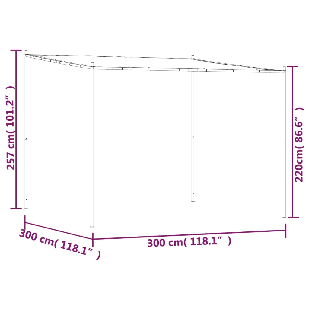 Prieel 3x3 m 180 g/m² stof en staal antracietkleurig