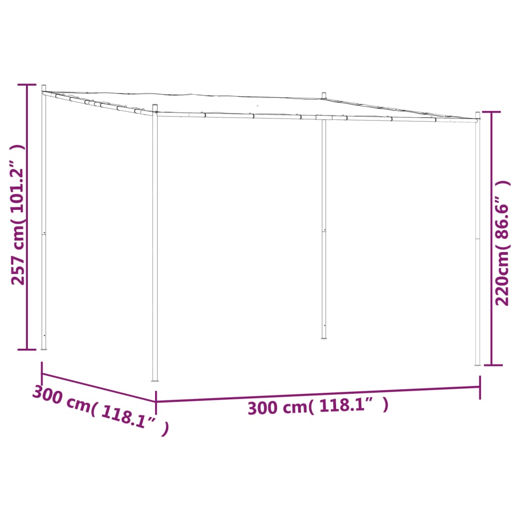 Prieel 3x3 m 180 g/m² stof en staal beige