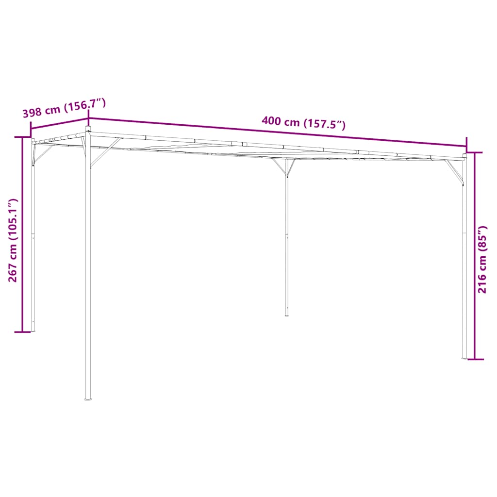 Prieel 4x4 m 180 g/m² stof en staal antracietkleurig