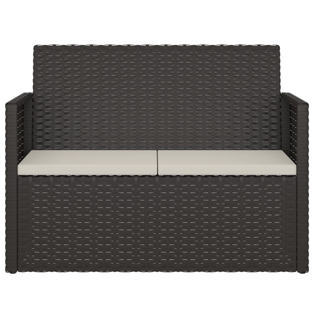Tuinbank met kussens 105 cm poly rattan zwart