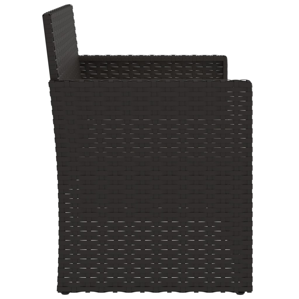 Tuinbank met kussens 105 cm poly rattan zwart