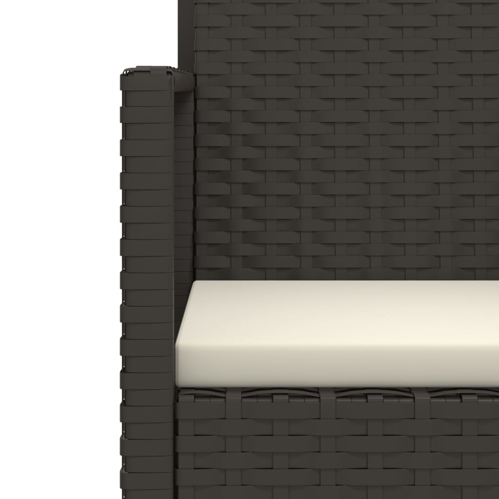 Tuinbank met kussens 105 cm poly rattan zwart