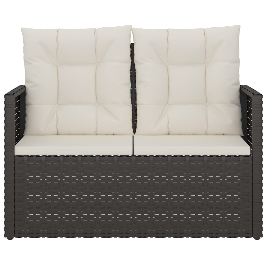 Tuinbank met kussens 105 cm poly rattan zwart