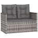 Tuinbank met kussens 105 cm poly rattan grijs