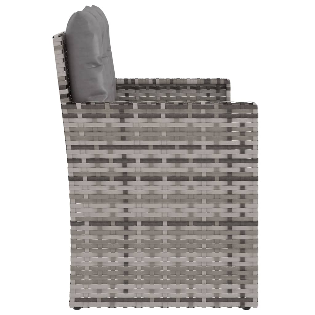 Tuinbank met kussens 105 cm poly rattan grijs