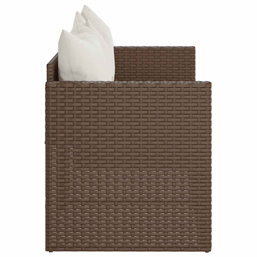 Tuinbank 3-zits met kussens poly rattan bruin