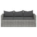 Tuinbank 3-zits met kussens poly rattan grijs