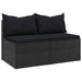 Tuinmiddenbanken met kussens 2 st poly rattan zwart