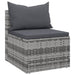Tuinmiddenbank met kussens 2 st poly rattan grijs
