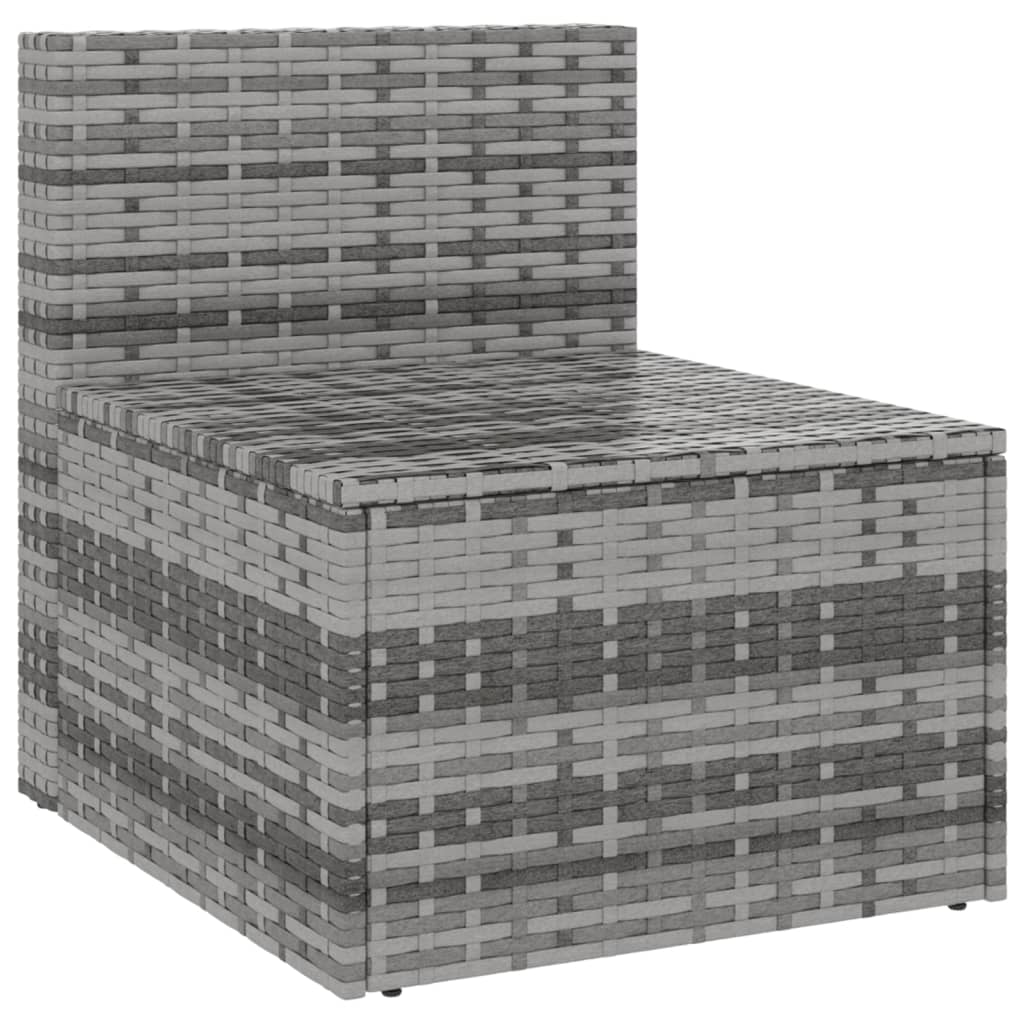 Tuinmiddenbank met kussens 2 st poly rattan grijs