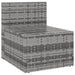 Tuinmiddenbank met kussens 2 st poly rattan grijs