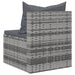 Tuinmiddenbank met kussens 2 st poly rattan grijs