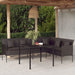 Tuinbank L-vormig met kussens poly rattan zwart