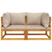 Hoekbanken 2 St Sectioneel Met Taupe Kussens Massief Acaciahout 1 Hoekbank (2 st)