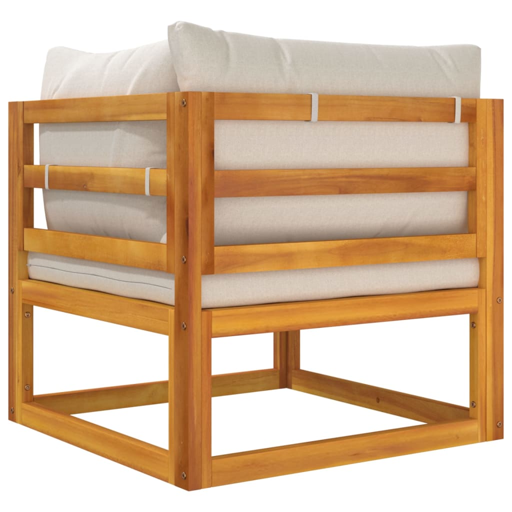 2-Delige Loungeset Met Kussens Massief Acaciahout 1 Lichtgrijs hoek + midden