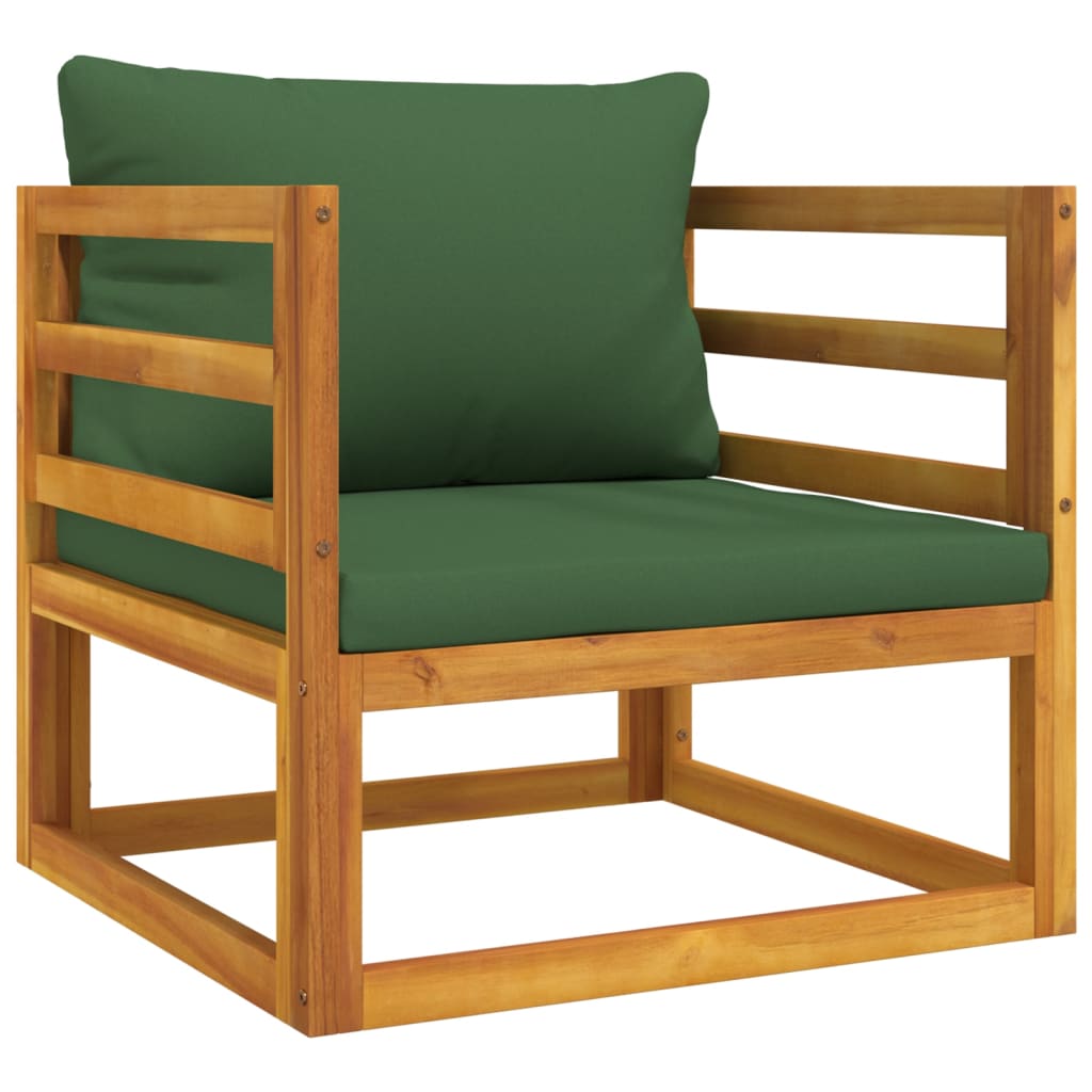 Tuinstoel Met Kussens Massief Acaciahout Groen 1 Fauteuil