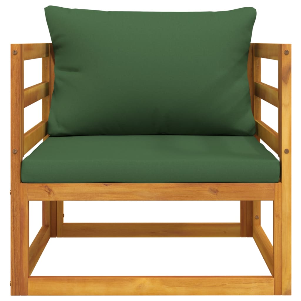Tuinstoel Met Kussens Massief Acaciahout Groen 1 Fauteuil