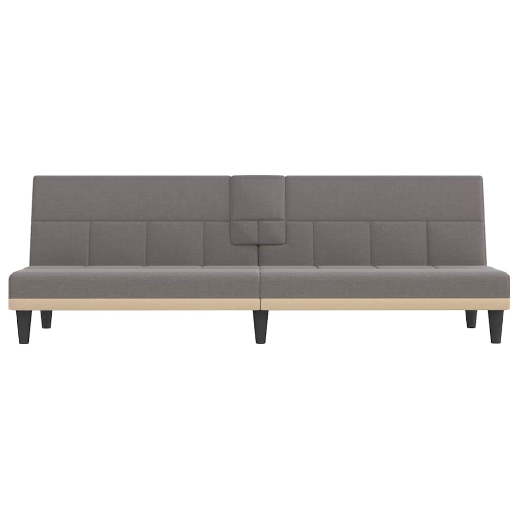 Slaapbank met bekerhouders stof taupe