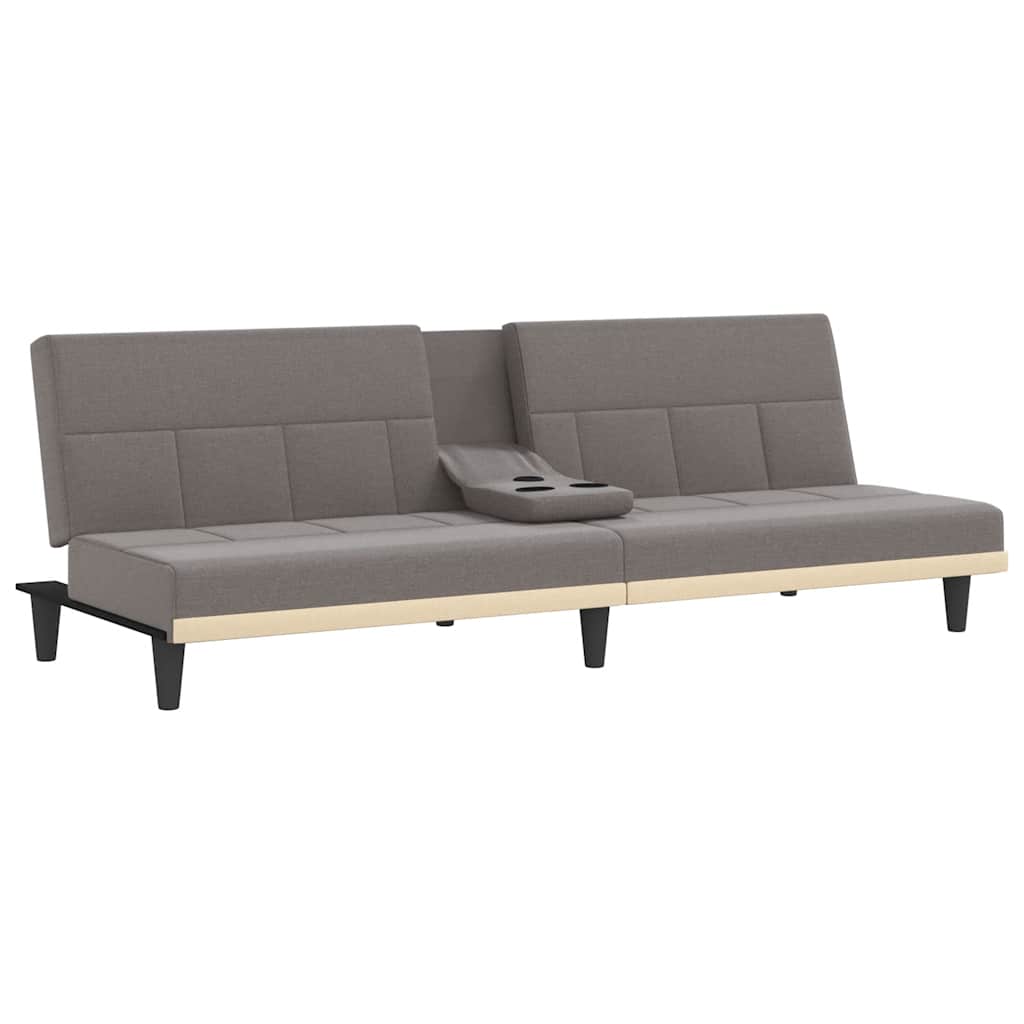 Slaapbank met bekerhouders stof taupe