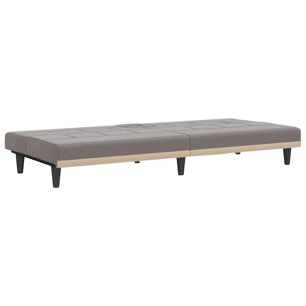Slaapbank met bekerhouders stof taupe