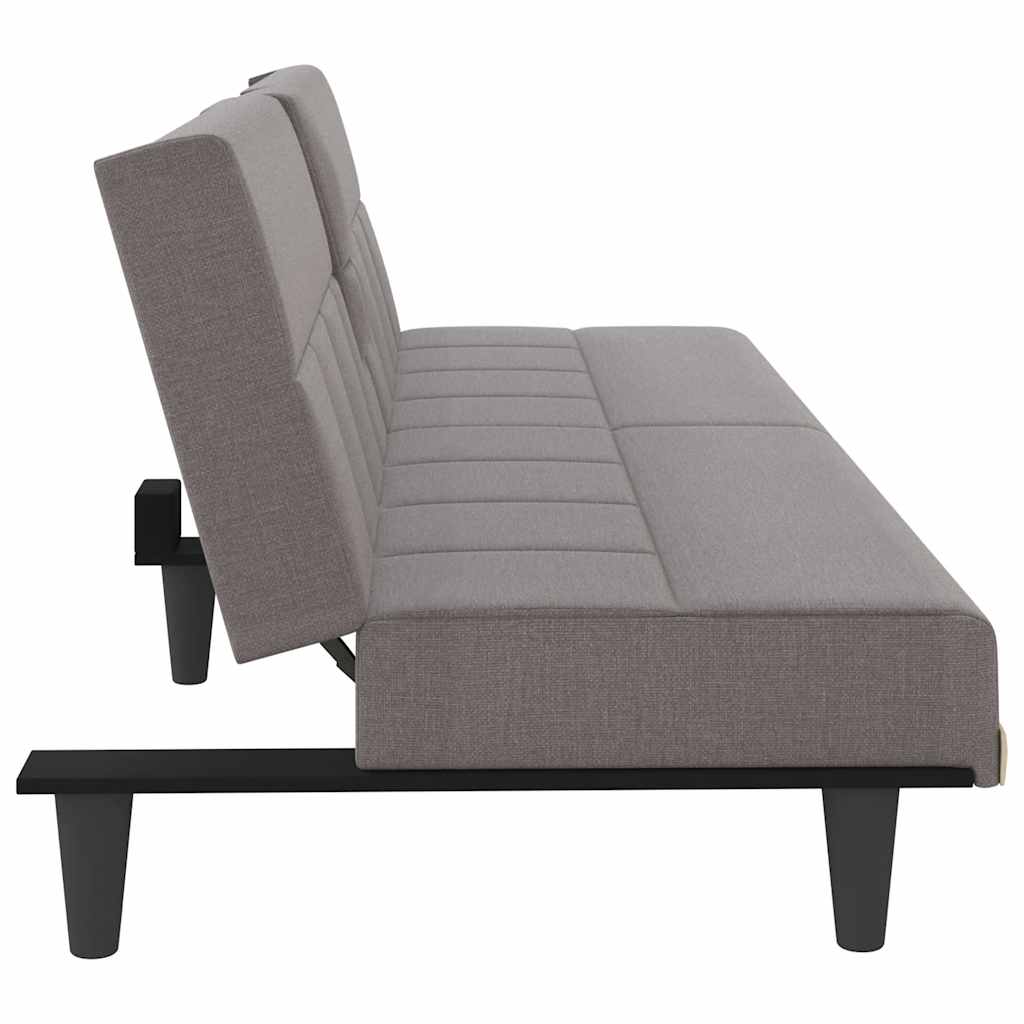 Slaapbank met bekerhouders stof taupe