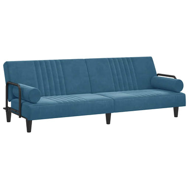 Slaapbank met armleuningen fluweel blauw