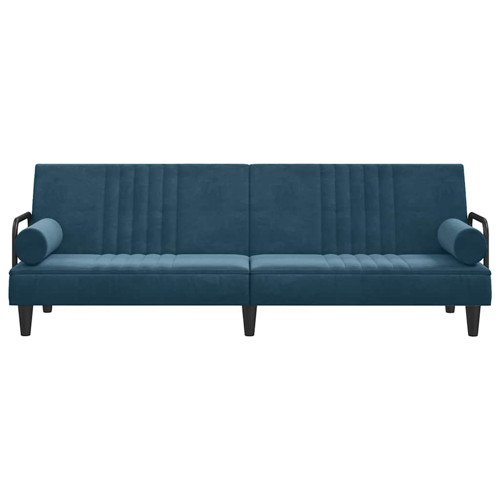 Slaapbank met armleuningen fluweel blauw