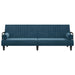 Slaapbank met armleuningen fluweel blauw