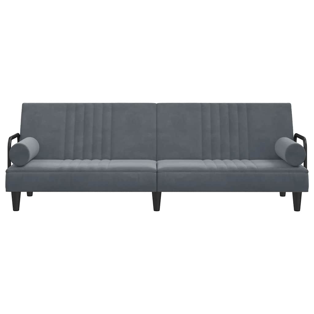 Slaapbank Met Armleuningen Fluweel Donkergrijs