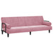 Slaapbank Met Armleuningen Fluweel Roze