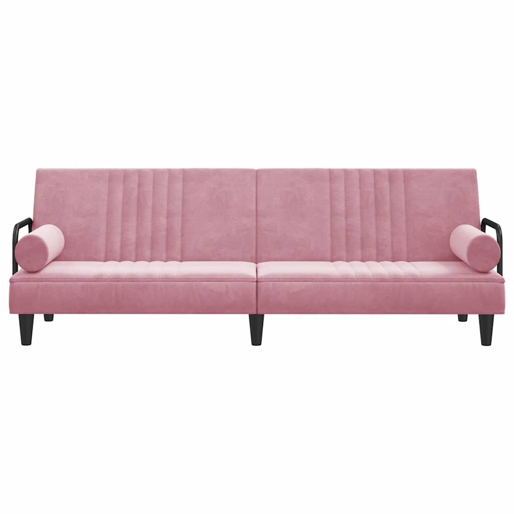 Slaapbank Met Armleuningen Fluweel Roze