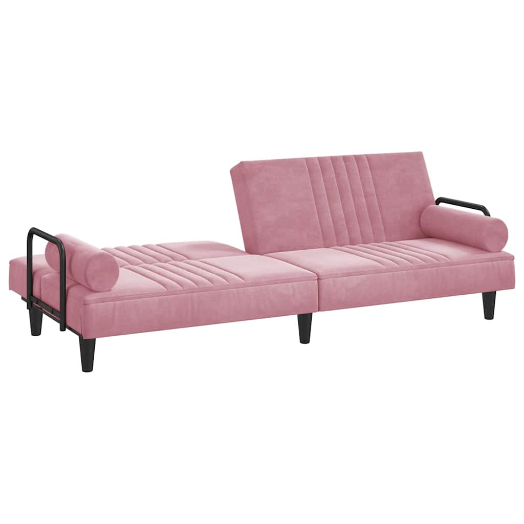 Slaapbank Met Armleuningen Fluweel Roze