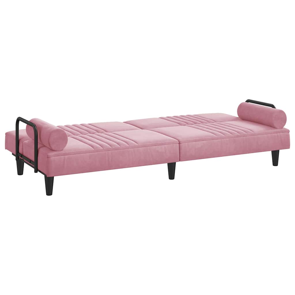Slaapbank Met Armleuningen Fluweel Roze