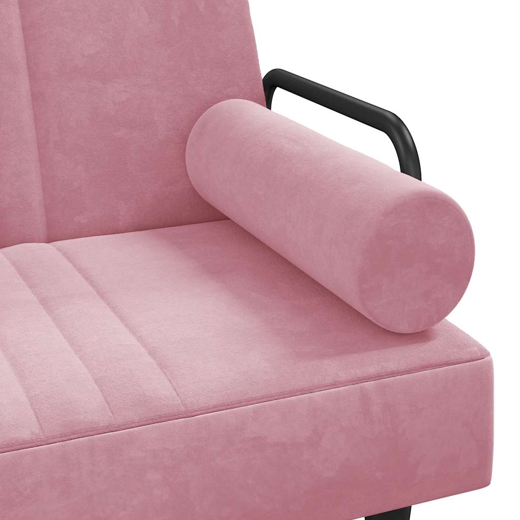 Slaapbank Met Armleuningen Fluweel Roze